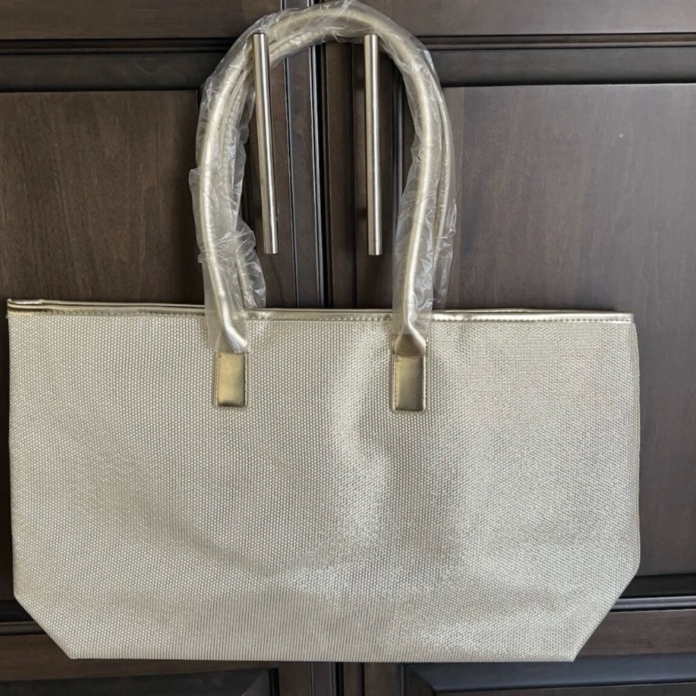 MICHAEL KORS Gold Tote Bag - Metallic Gold Women's Tote - Picture 6 of 10